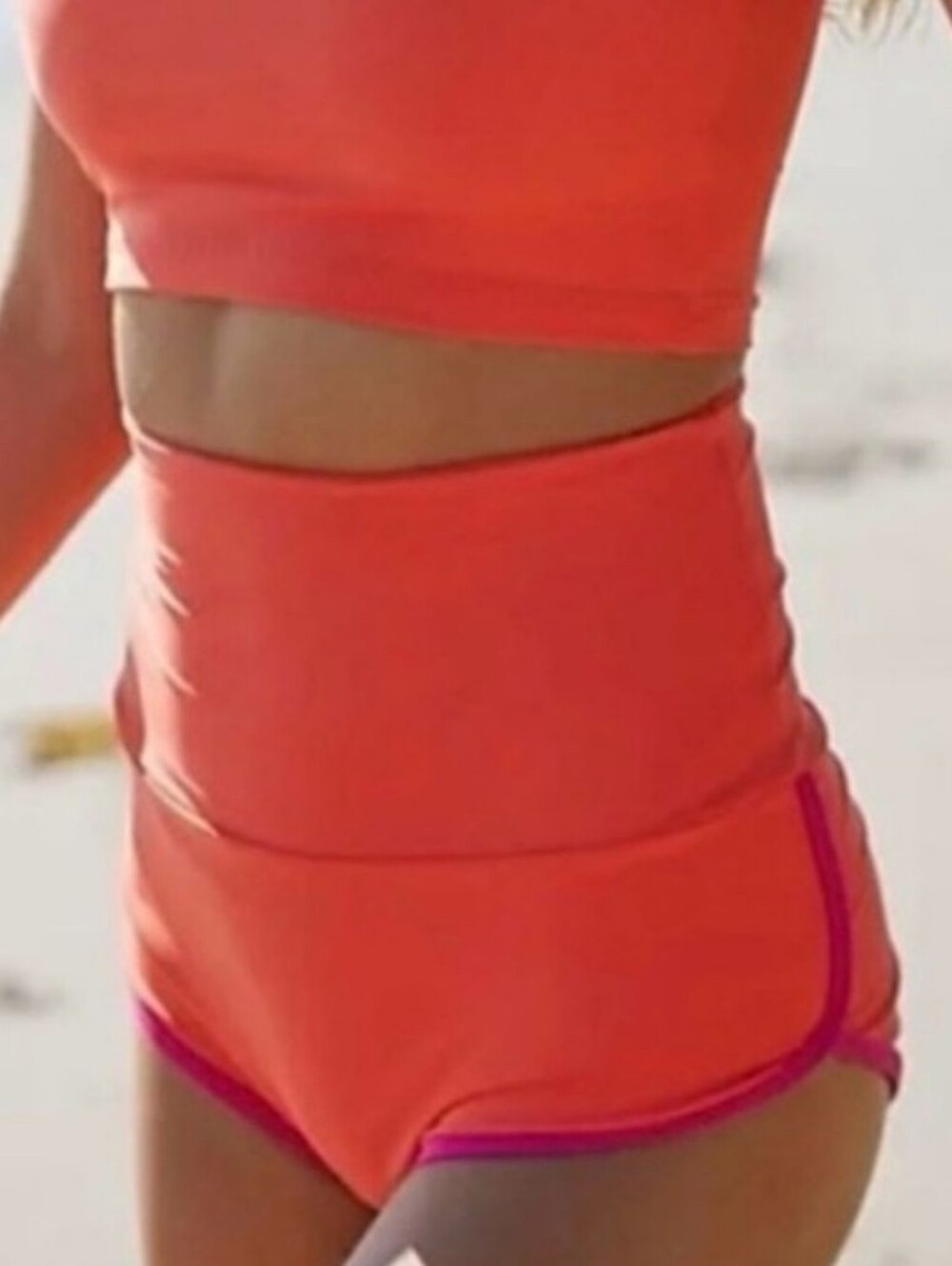 Salted Gypsy X Free People High Waisted Swim Bottoms, Coral, Size L